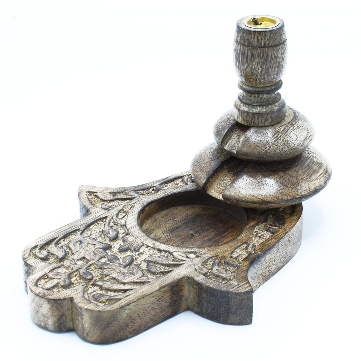 Wooden Incense Cone Flowing Smoke Stand - Medium - Hamsa