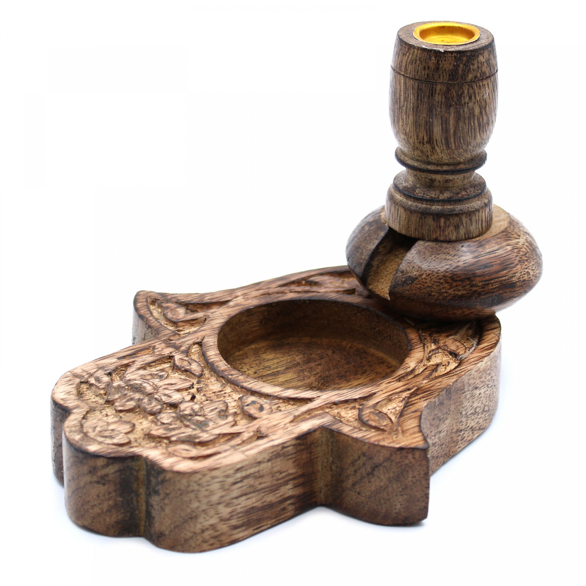 Wooden Incense Cone Smoke Flow Stand - Small - Hamsa