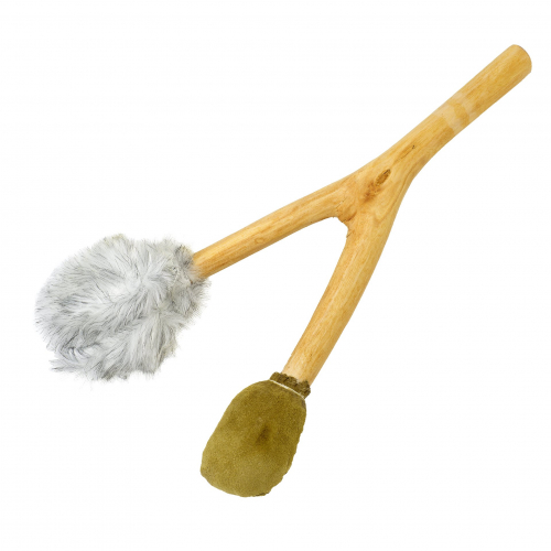 Y Stick for Shamanic Drum Wood - Fur - Leather