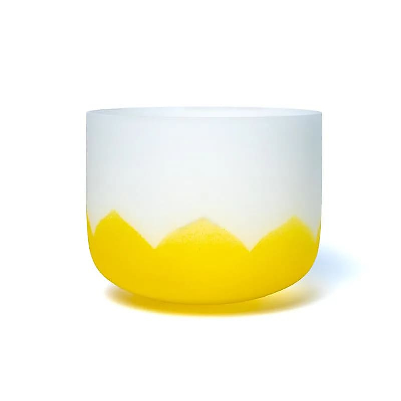 Yellow Crystal Singing Bowl Lotus - Chakra 3 - 20cm, E-tone, 432Hz