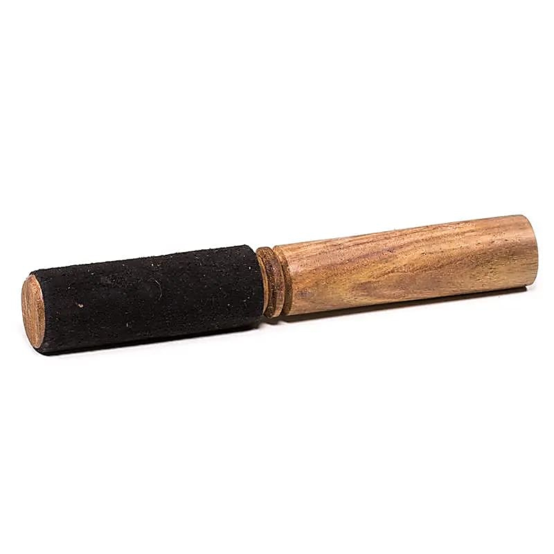 Wooden Tibetan bowl mallet with black suede, 19cm